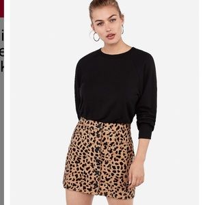Express Leopard Button Front Mini Skirt